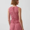 Smocked Gingham Crop Peplum Top