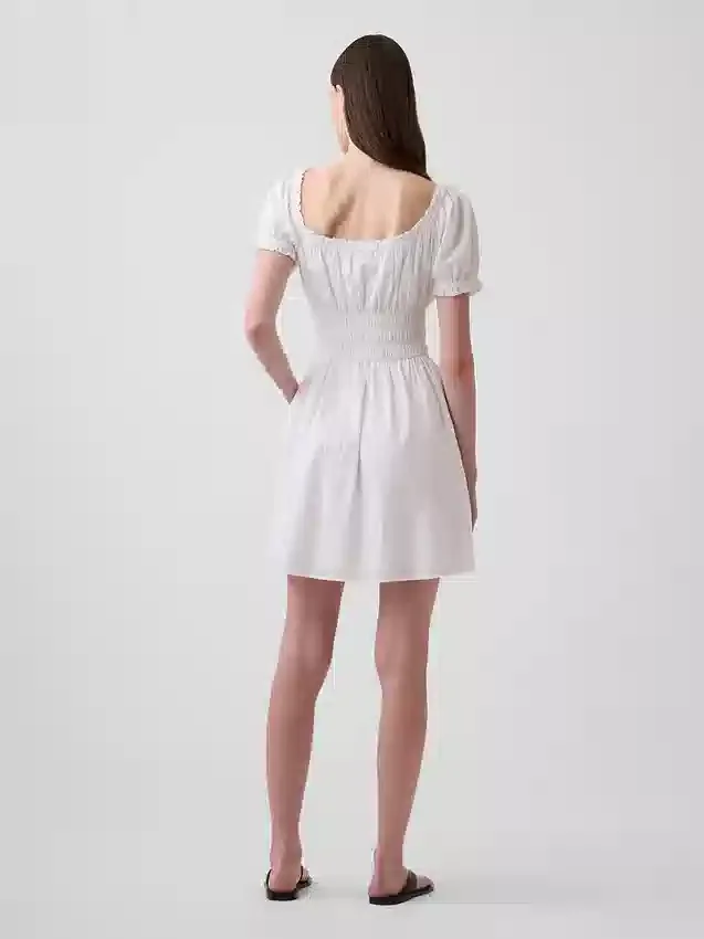 Smocked-Waist Mini Dress