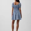 Smocked-Waist Mini Dress