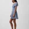 Smocked-Waist Mini Dress