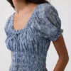 Smocked-Waist Mini Dress