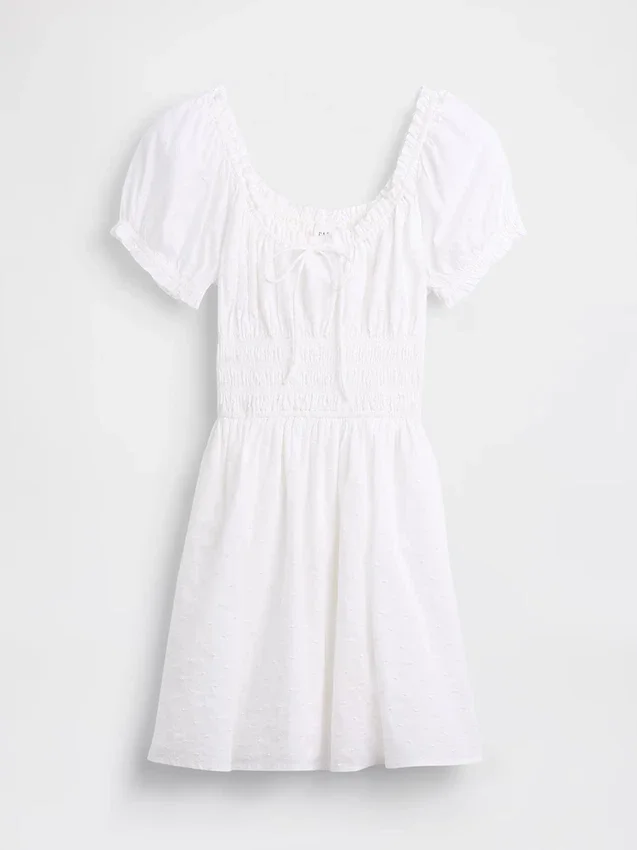 Smocked-Waist Mini Dress