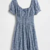 Smocked-Waist Mini Dress