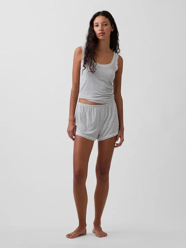 Softest Modal Lace-Trim Pj Shorts