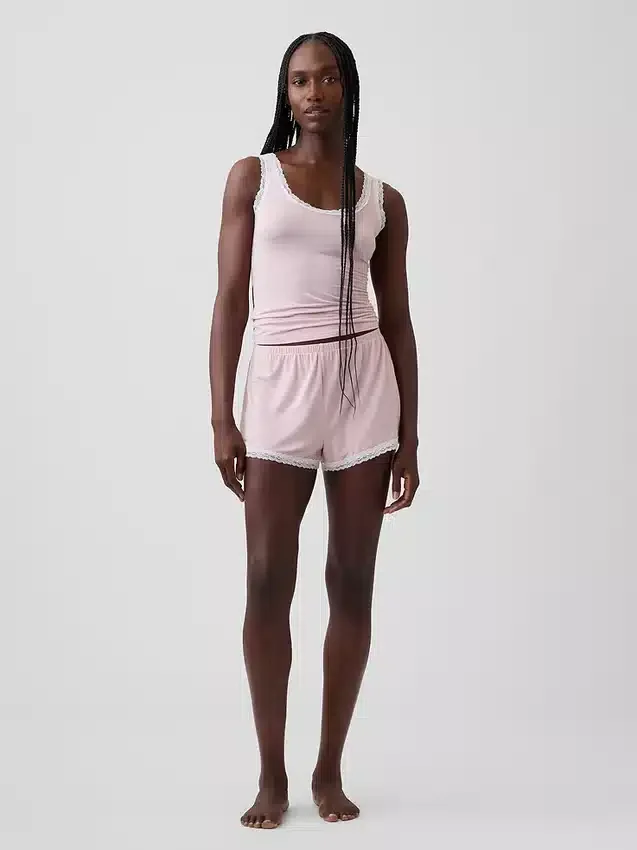 Softest Modal Lace-Trim Pj Shorts