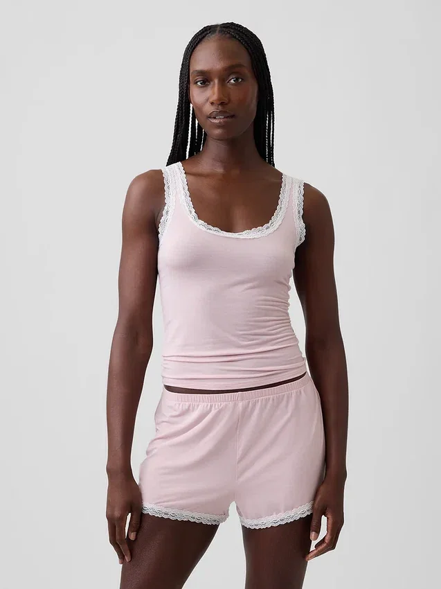 Softest Modal Lace-Trim Pj Tank Top