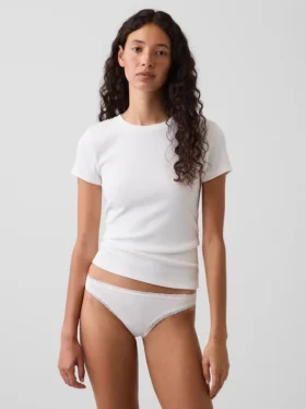 Softest Organic Stretch Cotton Lace-Trim Bikini