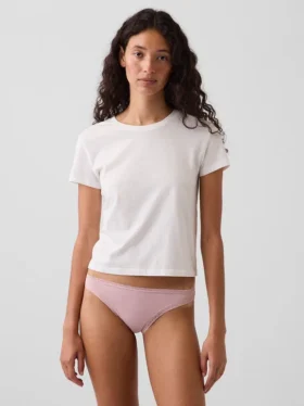 Softest Organic Stretch Cotton Lace-Trim Bikini