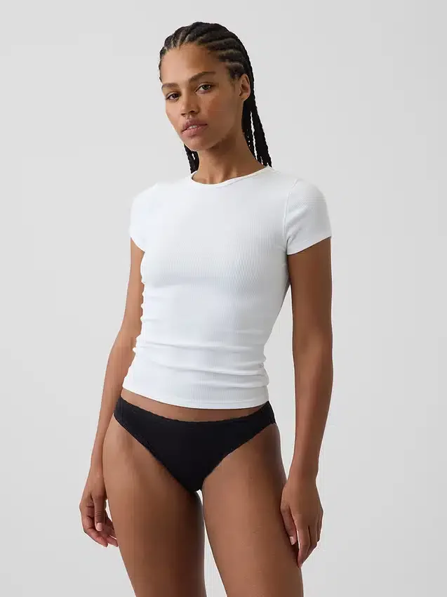 Softest Organic Stretch Cotton Lace-Trim Bikini