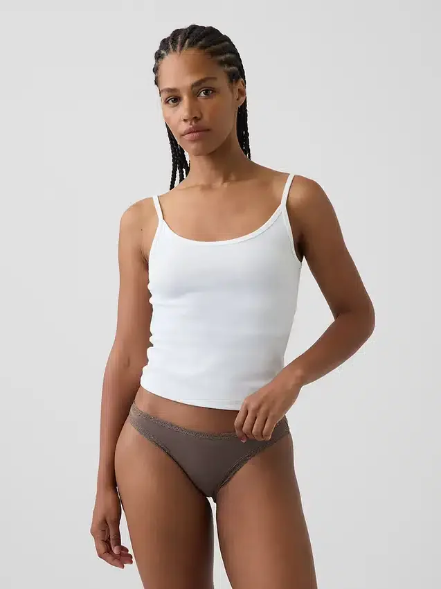 Softest Organic Stretch Cotton Lace-Trim Bikini