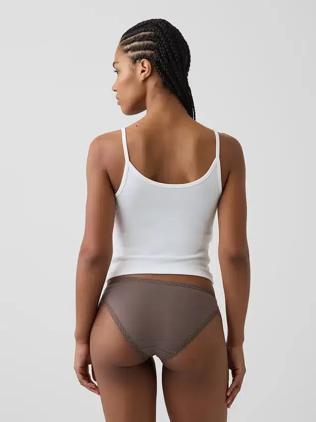 Softest Organic Stretch Cotton Lace-Trim Bikini