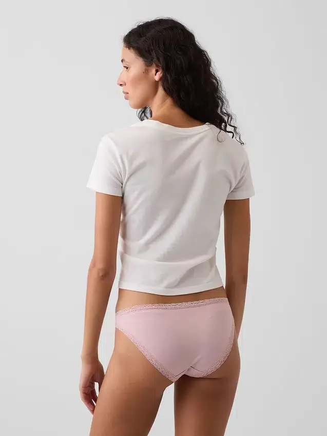 Softest Organic Stretch Cotton Lace-Trim Bikini