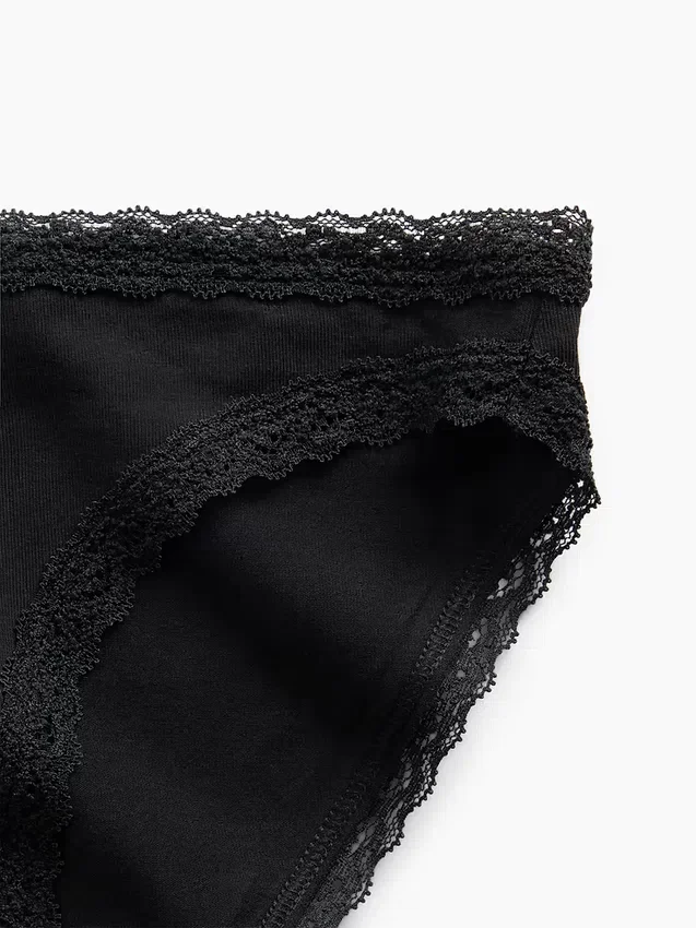 Softest Organic Stretch Cotton Lace-Trim Bikini