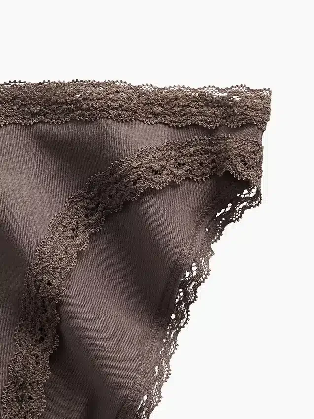 Softest Organic Stretch Cotton Lace-Trim Bikini