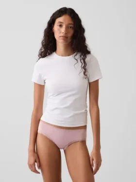 Softest Organic Stretch Cotton Lace-Trim Cheeky Hipster