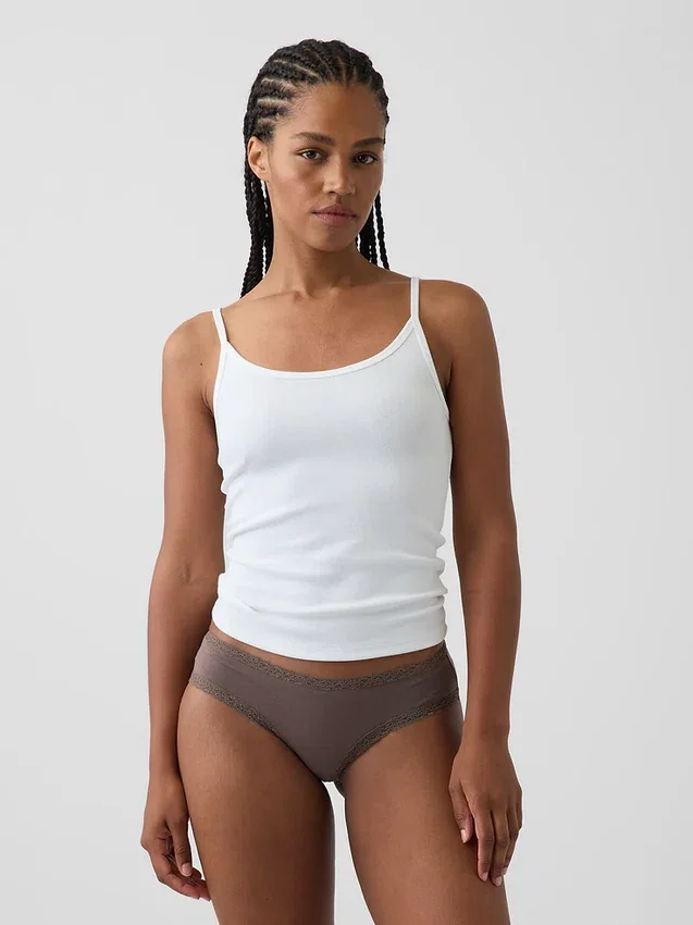 Softest Organic Stretch Cotton Lace-Trim Cheeky Hipster