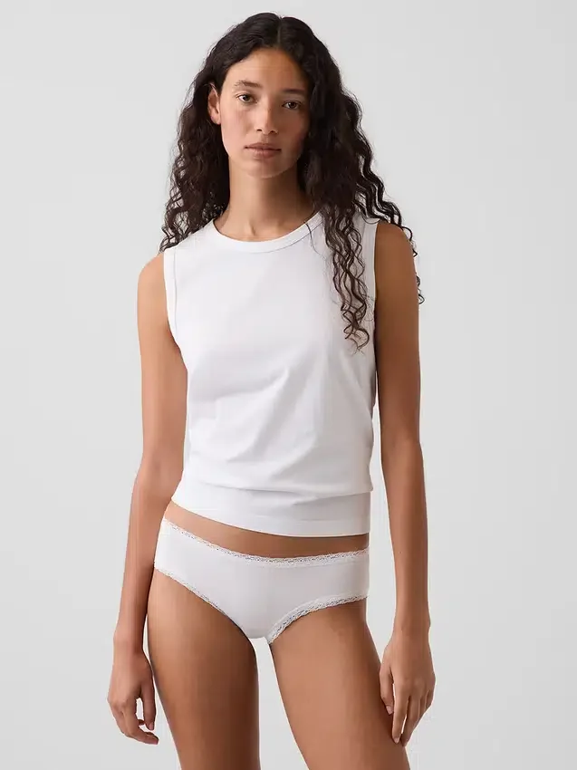Softest Organic Stretch Cotton Lace-Trim Cheeky Hipster
