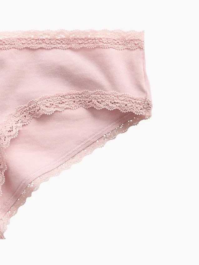 Softest Organic Stretch Cotton Lace-Trim Cheeky Hipster