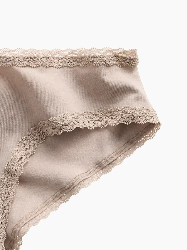Softest Organic Stretch Cotton Lace-Trim Cheeky Hipster