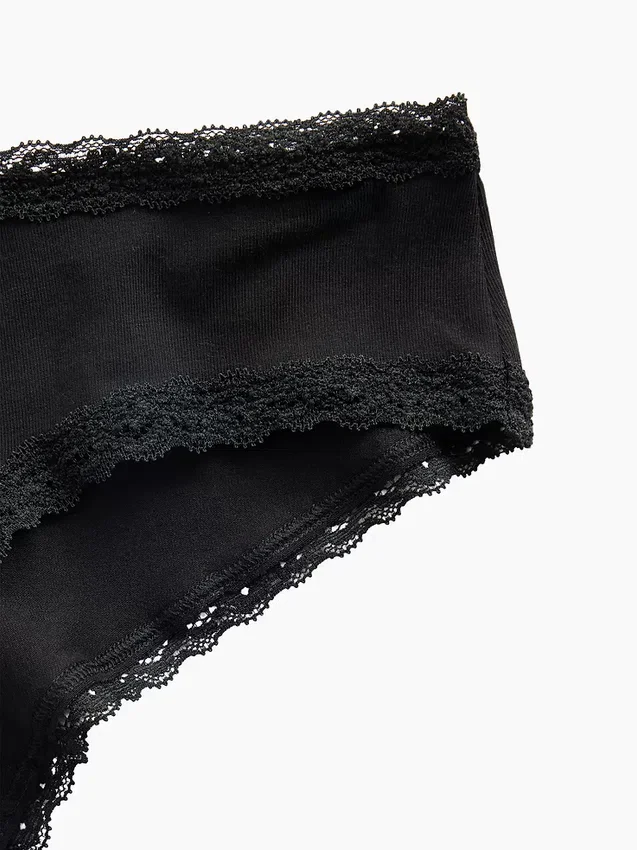 Softest Organic Stretch Cotton Lace-Trim Cheeky Hipster