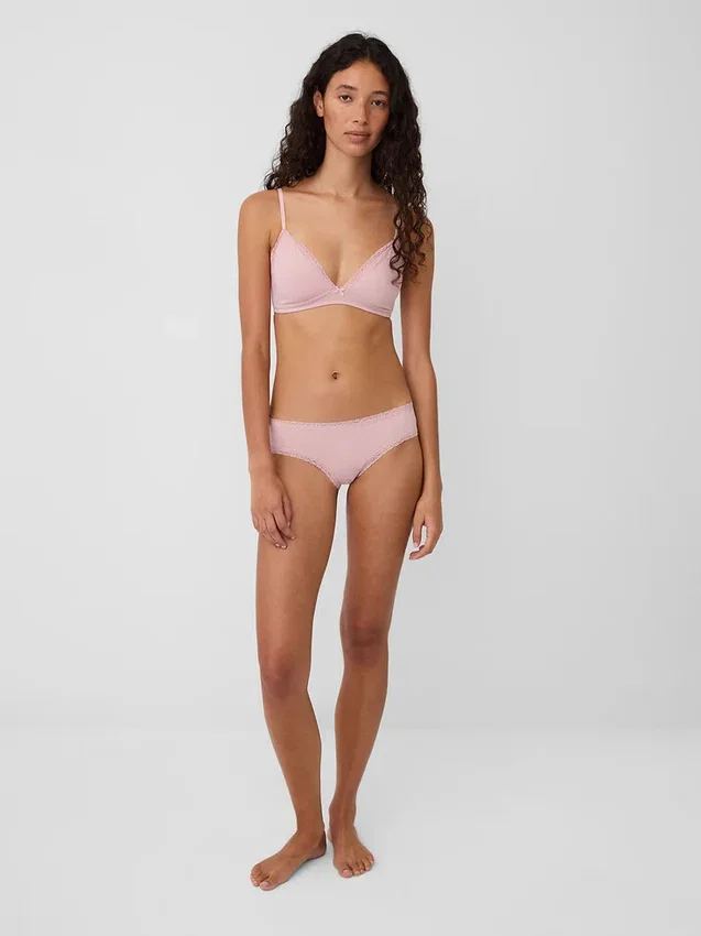 Softest Organic Stretch Cotton Lace-Trim Cheeky Hipster