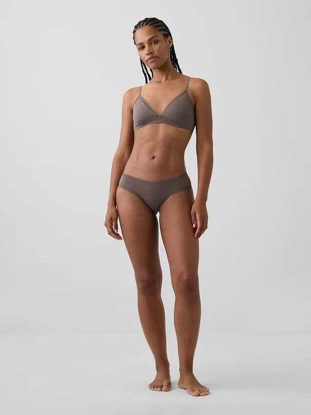 Softest Organic Stretch Cotton Lace-Trim Cheeky Hipster