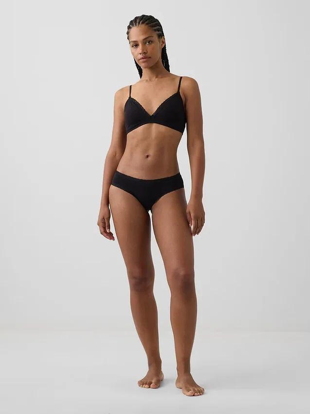 Softest Organic Stretch Cotton Lace-Trim Cheeky Hipster