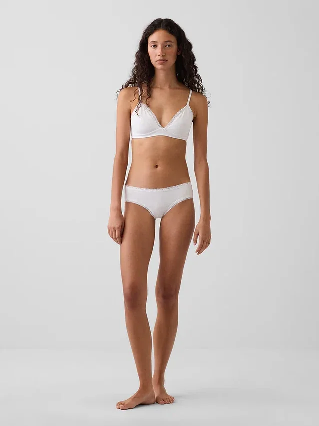 Softest Organic Stretch Cotton Lace-Trim Cheeky Hipster