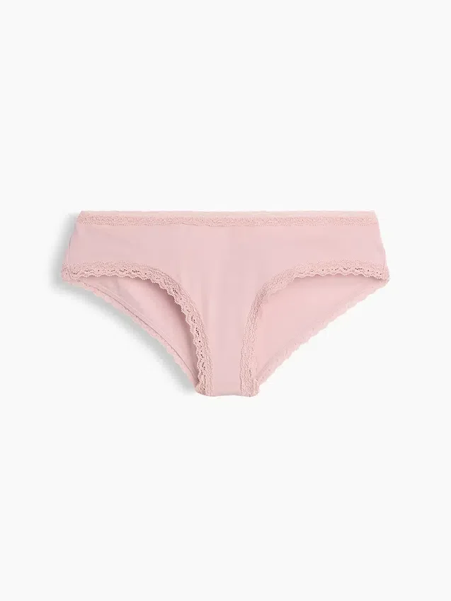 Softest Organic Stretch Cotton Lace-Trim Cheeky Hipster