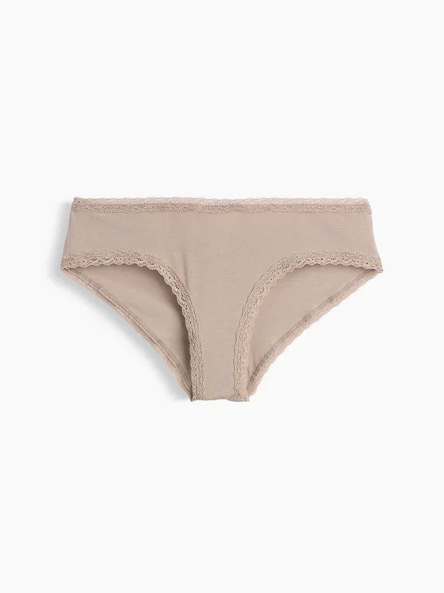 Softest Organic Stretch Cotton Lace-Trim Cheeky Hipster