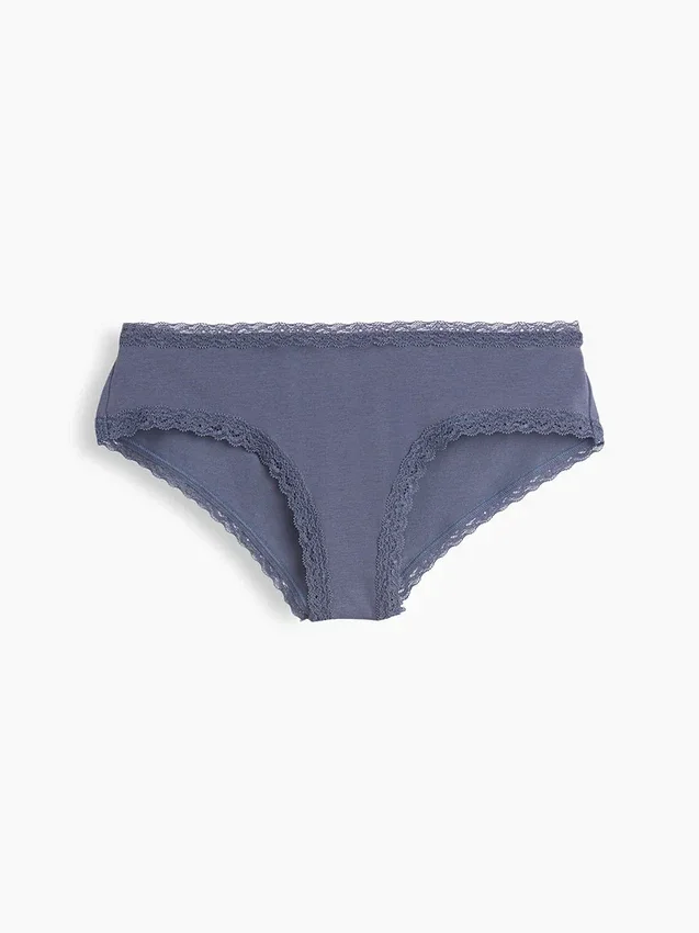Softest Organic Stretch Cotton Lace-Trim Cheeky Hipster