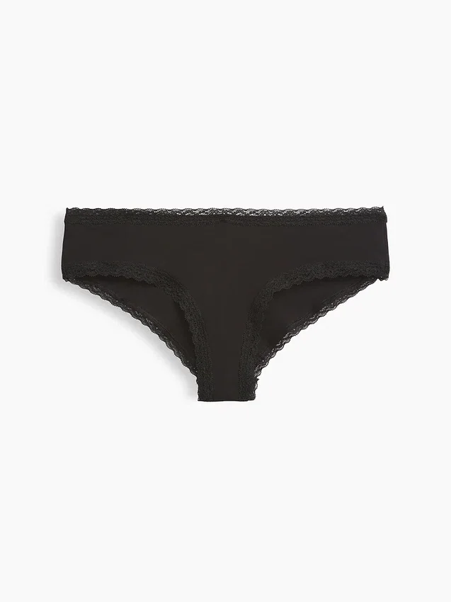 Softest Organic Stretch Cotton Lace-Trim Cheeky Hipster