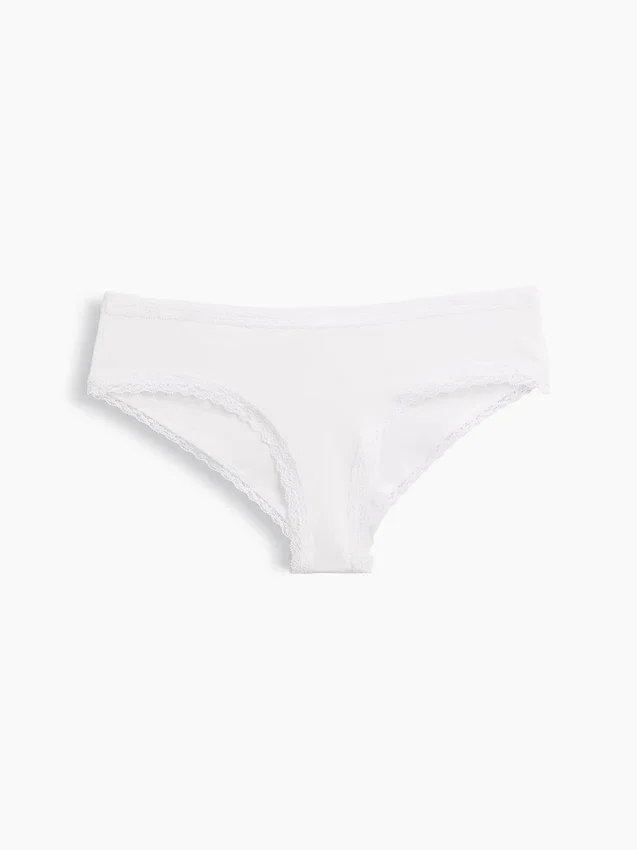 Softest Organic Stretch Cotton Lace-Trim Cheeky Hipster