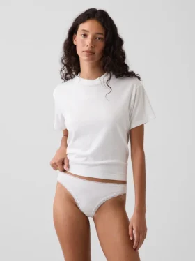 Softest Organic Stretch Cotton Lace-Trim Thong