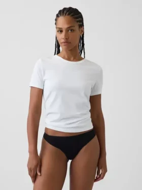 Softest Organic Stretch Cotton Lace-Trim Thong