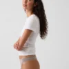 Softest Organic Stretch Cotton Lace-Trim Thong