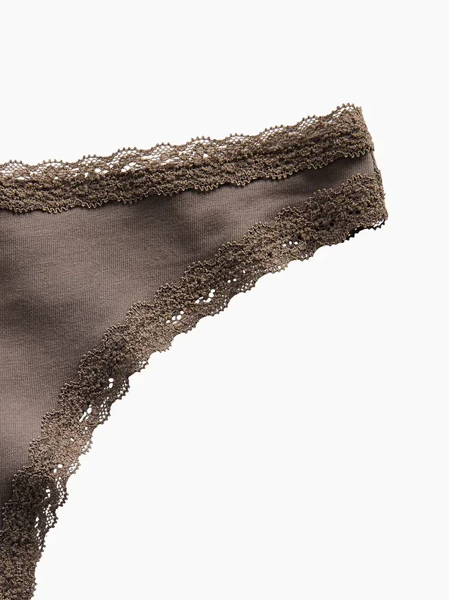Softest Organic Stretch Cotton Lace-Trim Thong