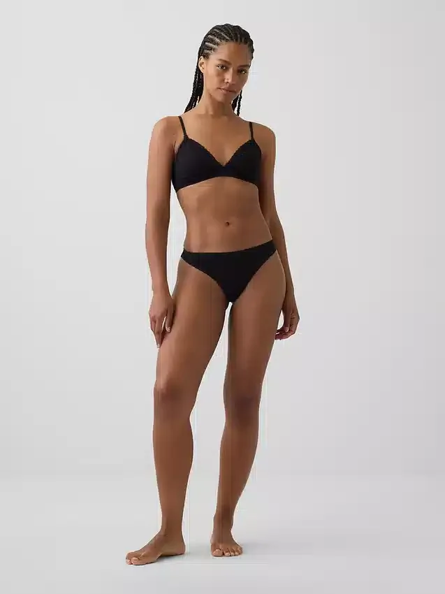 Softest Organic Stretch Cotton Lace-Trim Thong