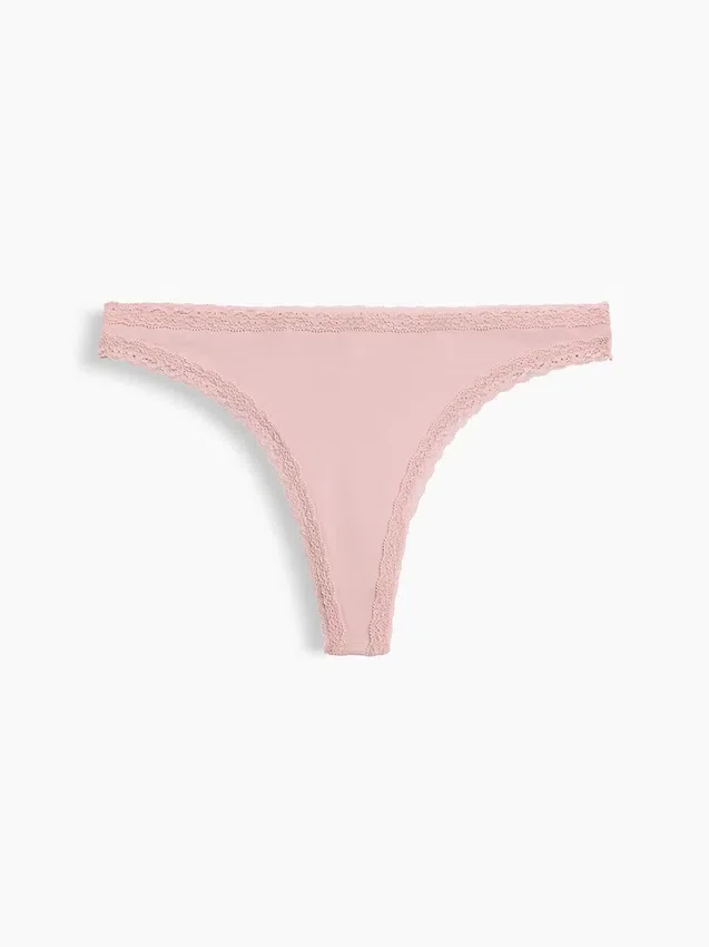 Softest Organic Stretch Cotton Lace-Trim Thong