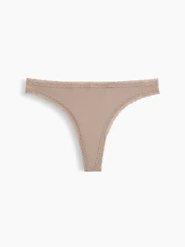 Softest Organic Stretch Cotton Lace-Trim Thong