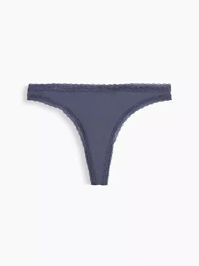 Softest Organic Stretch Cotton Lace-Trim Thong