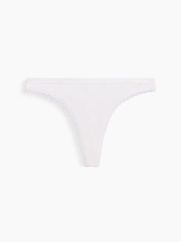 Softest Organic Stretch Cotton Lace-Trim Thong