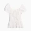 Square-Neck Lace-Trim Peplum Top