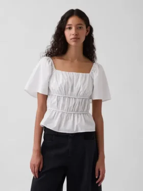 Square-Neck Peplum Top