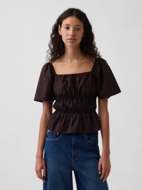 Square-Neck Peplum Top