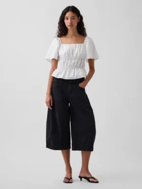 Square-Neck Peplum Top