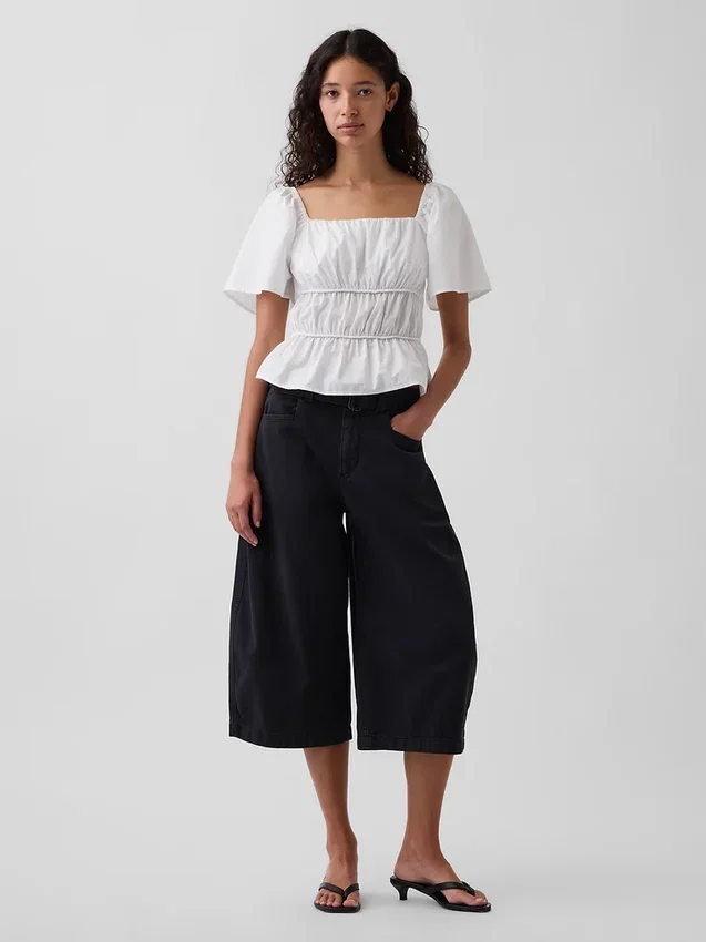 Square-Neck Peplum Top