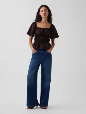Square-Neck Peplum Top