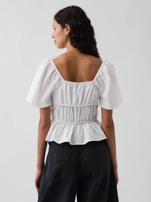 Square-Neck Peplum Top