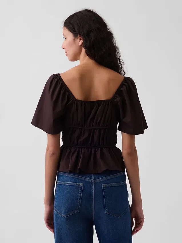 Square-Neck Peplum Top